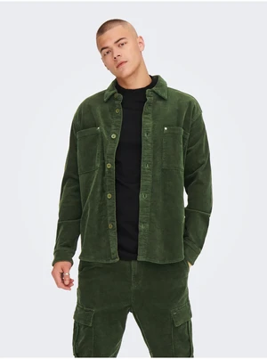 Dark Green Men's Corduroy Outshirt ONLY & SONS Track - Men