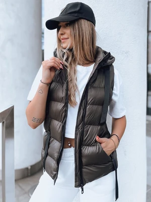 Women's quilted vest WISE OWL green Dstreet