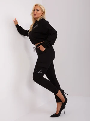 Black oversized set with cargo trousers