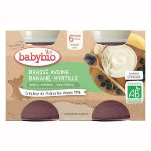 Babybio Brassé Svačinka z ovesného mléka s banánem a borůvkami 2x130 g