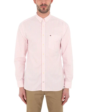 Tommy Hilfiger Košeľa - ORGANIC OXFORD STRIPE SHIRT ružovo-biela