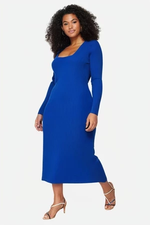 Trendyol Curve Saks Corduroy Knitwear Plus Size Dress