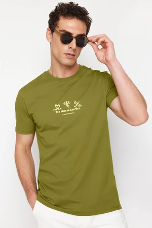 Trendyol Khaki Dragon Printed Regular Cut T-Shirt