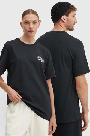 Bavlněné tričko Converse černá barva, s aplikací, 10026461-A01