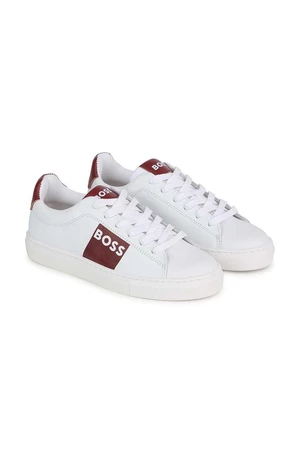 Dětské kožené sneakers boty BOSS bílá barva