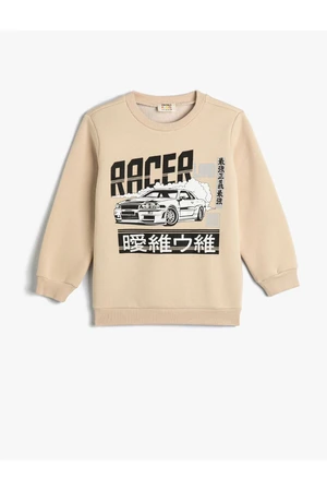 Koton Sweat Racing Themed Car Printed Long Sleeve Crew Neck With Ribbon