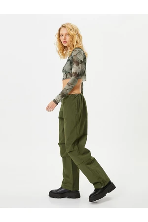 Koton Oversize Parachute Trousers with Floor Detail Pockets Cotton