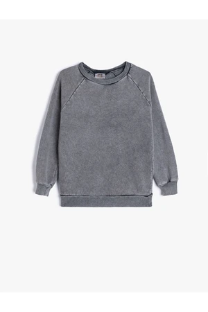 Koton Oversize Sweatshirt Crew Neck Faded Effect Cotton