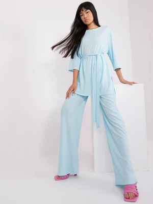 Light blue casual set with an oversize blouse