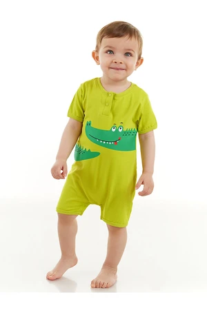 Denokids Crocodile Baby Boy Cotton Summer Green Jumpsuit