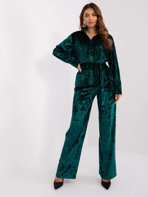 Dark green velour set with shirt