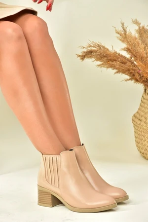 Fox Shoes Nude Women's Boots with Thick Heels