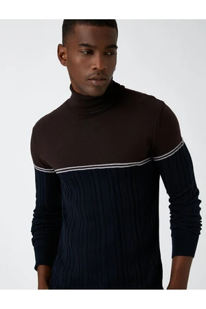 Koton Turtleneck Knitwear Sweater Color Blocked