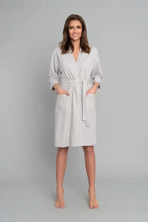 Women's dressing gown Karla with 3/4 sleeves - light melange