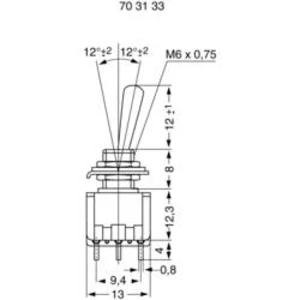 Miniaturní páčkový spínač Miyama MS 500-M-BC, 125 V/AC, 6 A, 3x zap/zap, 1 ks