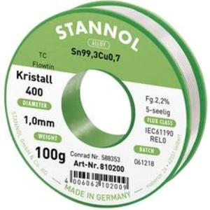 Cínová pájka PBF, Sn99Cu1, Ø 1 mm, 100 g, Stannol Flowtin TC