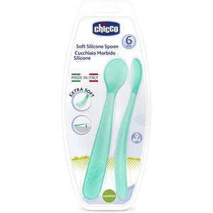 Chicco Soft Silicone lyžička 6m+ Blue 2 ks