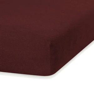 Tmavohnedá elastická plachta s vysokým podielom bavlny AmeliaHome Ruby, 200 x 120-140 cm