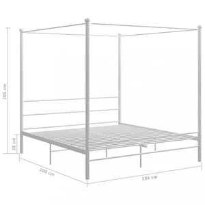 Posteľ s nebesami biely kov Dekorhome 200 x 200 cm