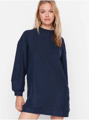 Trendyol Navy Blue Rib Mini kötött ruha