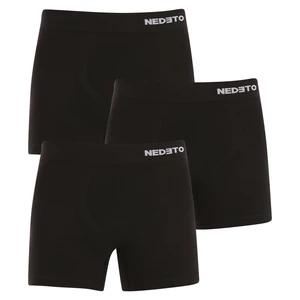 3PACK Men's Boxer Shorts Nedeto Seamless Bamboo Black