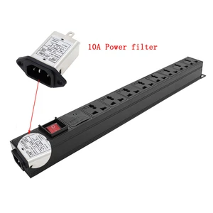 PDU 8 Unit Universal Outlet Power strip Network Cabinet Rack Dual Break Switch wave filter IEC-C14 port lightning protection