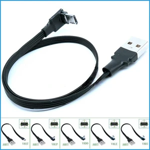 1PCS Flat Flexible Up & Down & Left & Right Angled 90 Degree USB Micro USB Male To USB Male Data Charge Connector Cable 0.1m-1m