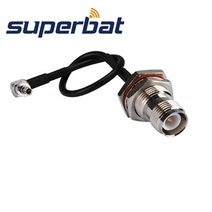 Superbat RP-TNC Female Bulkhead with O-ring to CRC9 Right Angle 3G Pigtail Cable RG174 15cm