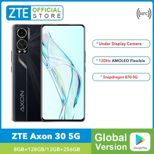 Global Version ZTE Axon 30 5G Smartphone Under-screen Camera 6.92'' 120Hz AMOLED Display Snapdragon 870 Octa Core 65W Charge NFC