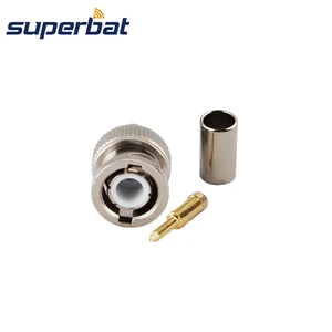 Superbat BNC Straight Solder Male Crimp RF Coaxial Connector for KSR195 RG58 RG142 RG400 Cable