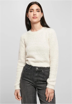 Women's feather sweater with white sand