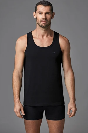 Dagi Men's Black Two-piece Singlet with Crew Neck