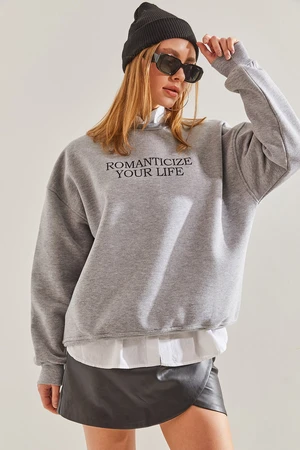 Bianco Lucci Women's Text Printed Three Thread Raised Sweatshirt