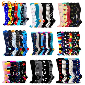 6 Pairs Compression Socks Men Women Running Sports Varicose Vein Edema Knee High 30 MmHg Leg Support Stretch Stocking