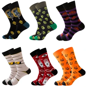 1 pair Autumn and winter new Halloween male socks skull alien female socks pumpkin socks monster tube socks