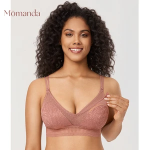 MOMANDA Lace Maternity Nursing Bra Lightly Padded Wireless Bralette For Pregnant Women Double Strap L XL Thin Intimates Lingerie