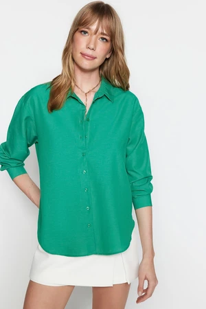 Trendyol Green Loose Fit Woven Cotton Shirt