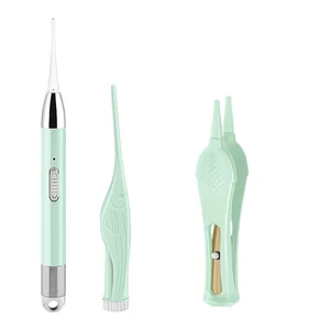 3pcs/set Ear Cleaner Kids Ear Wax Removal Tool Flashlight Ear Plug Nose Cleaning Tweezer Green Remover Luminous Ear Scraper