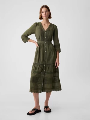 Green Women's Lace Midi Dress GAP