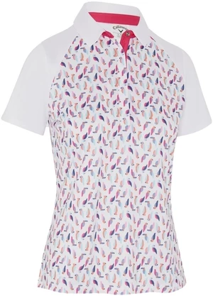 Callaway Birdie/Eagle Printed Short Sleeve Womens Polo Brilliant White 2XL Polo-Shirt