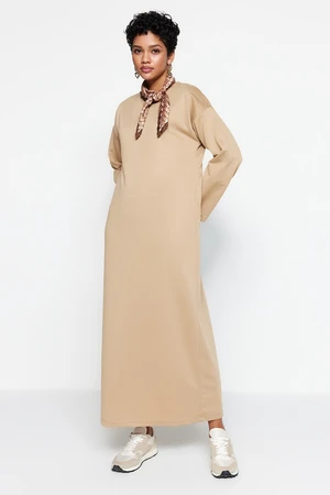 Trendyol Beige Oversize Knitted Dress