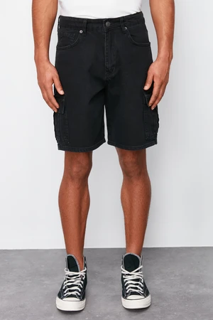 Trendyol Black Regular Fit Cargo Pocket Denim Shorts