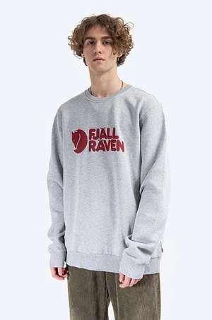 Bavlněná mikina Fjallraven Logo Sweater pánská, šedá barva, s aplikací, F84142