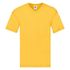 Original V-neck Fruit of the Loom Men's Yellow T-shirt