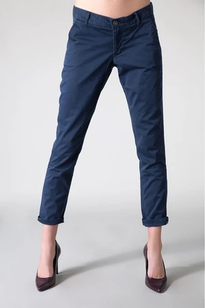 Tommy Jeans Nohavice - Hilfiger Denim THDW MID RISE BASIC CHINO 4 modré