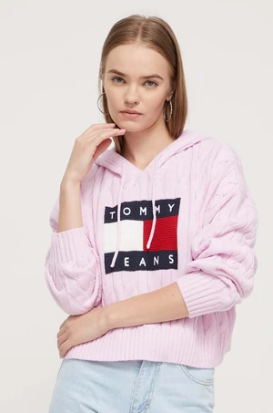 Svetr Tommy Jeans dámský, růžová barva, DW0DW16528