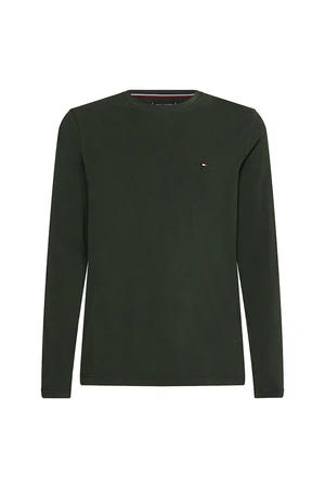 Tommy Hilfiger Tričko - STRETCH SLIM FIT LONG SLEEVE TEE zelené