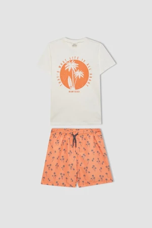 DEFACTO Oversized Palm Printed Short Sleeve T-Shirt Swim Shorts 2-Piece Set