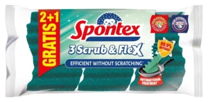 SPONTEX Scrub & Flex, Extra ohybná hubka na riad 3 ks