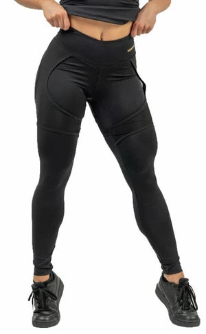 Nebbia High Waist Leggings INTENSE Mesh Black/Gold S Fitness spodnie